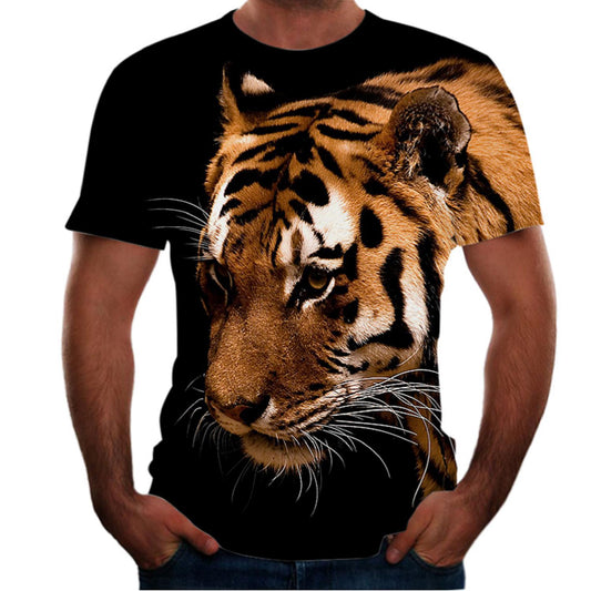 T-shirt en 3D à manches courtes - Plongez dans un été aux couleurs de la jungle avec ce design unique et vibrant.